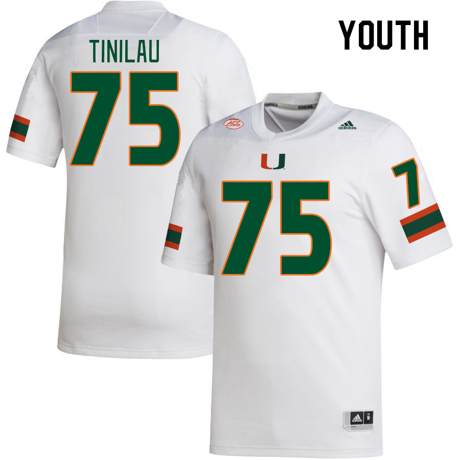 Youth #75 Frankie Tinilau Miami Hurricanes College Football Jerseys Stitched Sale-White